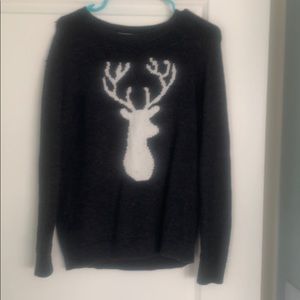 Grey and white deer sweater